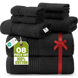 Utopia Towels 8-Piece Premium Towel Set, 2 Bath Towels, 2 Hand Towels, and 4 Wash Cloths, 100% Ring Spun Cotton Highly Absorbent Towels for Bathroom, Sports, and Hotel (Black) Utopia Towels 8-Piece Premium Towel Set, 2 Bath Towels, 2 Hand Towels, and 4 Wash Cloths, 100% Ring Spun Cotton Highly Absorbent Towels for Bathroom, Sports, and Hotel (Black)