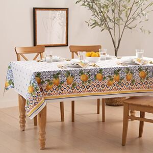 Elrene Home Fashions Capri Lemon Double-Bordered Mediterranean Spring/Summer Fabric Tablecloth, Rectangle, 60 inches X 120 inches Elrene Home Fashions Capri Lemon Double-Bordered Mediterranean Spring/Summer Fabric Tablecloth, Rectangle, 60 inches X 120 inches