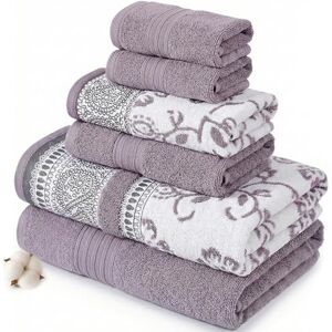 Modern Threads 6 Piece Set, 2 Bath Towels, 2 Hand Towels, 2 Washcloths Yarn Dyed Jacquard/Solid Towel Set Ophelia Orchid Modern Threads 6 Piece Set, 2 Bath Towels, 2 Hand Towels, 2 Washcloths Yarn Dyed Jacquard/Solid Towel Set Ophelia Orchid