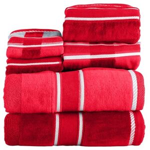 Lavish Home Red 100% Cotton Oakville Velour 6 Piece Towel Set Lavish Home Red 100% Cotton Oakville Velour 6 Piece Towel Set