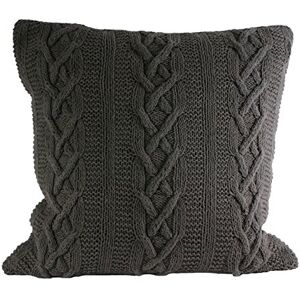 Paoletti Aran Cable Knit Cushion Cover - Grey Cotton - One Size Paoletti Aran Cable Knit Cushion Cover - Grey Cotton - One Size