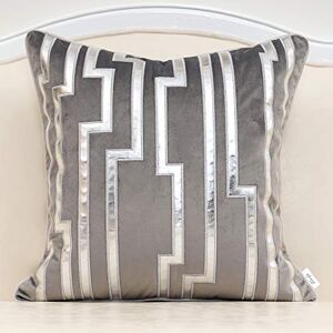 Alerfa Silver Grey Geometric Stripe Leather Cushion Cover 50 x 50 cm Alerfa Silver Grey Geometric Stripe Leather Cushion Cover 50 x 50 cm