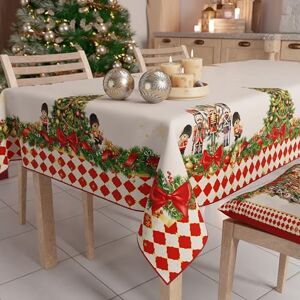 PETTI Artigiani Italiani Stain-Resistant Tablecloth Christmas – 140x180 cm Rectangular Festive Table Cover for Kitchen or Dining Table, Red Nutcracker Design – 6 Seats, 100% Made in Italy PETTI Artigiani Italiani Stain-Resistant Tablecloth Christmas – 140x180 cm Rectangular Festive Table Cover for Kitchen or Dining Table, Red Nutcracker Design – 6 Seats, 100% Made in Italy