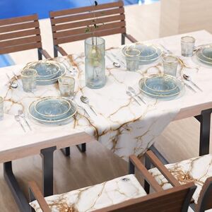 PETTI Artigiani Italiani - Modern White Marble Effect Centerpiece Tablecloth - Centerpiece Tablecloth PETTI Artigiani Italiani - Modern White Marble Effect Centerpiece Tablecloth - Centerpiece Tablecloth