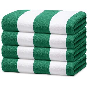 Avalon Towels Cabana Beach Towels 4 Pack (Size 30x60) Inches Oversized, 100% Ring Spun Cotton, Highly Absorbent Large Pool Towels, Super Soft and Quick Drying, Perfect for Gifts (Green Stripe) Avalon Towels Cabana Beach Towels 4 Pack (Size 30x60) Inches Oversized, 100% Ring Spun Cotton, Highly Absorbent Large Pool Towels, Super Soft and Quick Drying, Perfect for Gifts (Green Stripe)