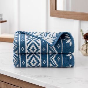 Martha Stewart Fair Isle Vintage Holiday Decor Jacquard 525 GSM 100% Cotton Hand Towels Set of 2, Dark Blue/White, 2 Reversible Christmas Decorative Hand Towels Martha Stewart Fair Isle Vintage Holiday Decor Jacquard 525 GSM 100% Cotton Hand Towels Set of 2, Dark Blue/White, 2 Reversible Christmas Decorative Hand Towels