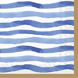 Boston International C817504 IHR Cocktail Beverage Paper Napkins, Wavy Stripe Blue Boston International C817504 IHR Cocktail Beverage Paper Napkins, Wavy Stripe Blue