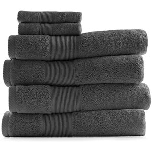 Hearth & Harbor 100% Ring Spun Cotton Bath Towels for bathroom Luxury Bathroom Towels Ultra Soft & Highly Absorbent Bath Towels Set, 6 Piece Set (4 Bath Towels, 2 Washcloths) Grey Hearth & Harbor 100% Ring Spun Cotton Bath Towels for bathroom Luxury Bathroom Towels Ultra Soft & Highly Absorbent Bath Towels Set, 6 Piece Set (4 Bath Towels, 2 Washcloths) Grey