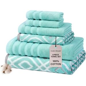 Modern Threads Pacific Coast Textiles 6 Pc Yarn Dyed Towel Oxford Aqua, 6-Piece, 40.6 x 25.4 x 12.7 cm Modern Threads Pacific Coast Textiles 6 Pc Yarn Dyed Towel Oxford Aqua, 6-Piece, 40.6 x 25.4 x 12.7 cm