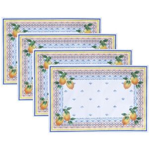 Elrene Home Fashions Capri Lemon Mediterranean Spring/Summer Double-Bordered Fabric Placemats, Set of 4, 13"x19 Elrene Home Fashions Capri Lemon Mediterranean Spring/Summer Double-Bordered Fabric Placemats, Set of 4, 13"x19