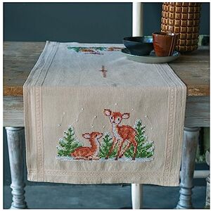 Vervaco Set of Table Runner Deer, Dark Beige, Approx. 40 x 100 cm Vervaco Set of Table Runner Deer, Dark Beige, Approx. 40 x 100 cm