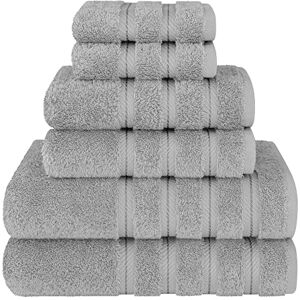 American Soft Linen Luxury 6 Piece Towel Set, 2 Bath Towels 2 Hand Towels 2 Washcloths, 100% Turkish Cotton Towels for Bathroom, Light Grey Towel Sets American Soft Linen Luxury 6 Piece Towel Set, 2 Bath Towels 2 Hand Towels 2 Washcloths, 100% Turkish Cotton Towels for Bathroom, Light Grey Towel Sets