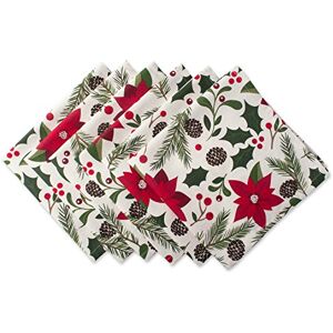 DII Woodland Holly Christmas Holiday Kitchen & Table Décor, Napkin Set, 20x20, Poinsettia & Christmas Greenery, 6 Count DII Woodland Holly Christmas Holiday Kitchen & Table Décor, Napkin Set, 20x20, Poinsettia & Christmas Greenery, 6 Count