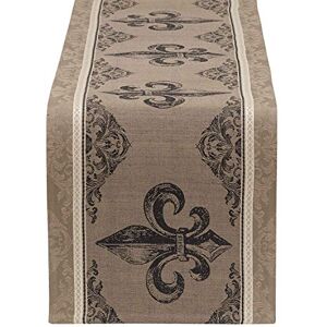 DII Tabletop Kitchen Collection, Cotton, Fleur De Lis Stripe, Reversible Table Runner, 14x72 DII Tabletop Kitchen Collection, Cotton, Fleur De Lis Stripe, Reversible Table Runner, 14x72