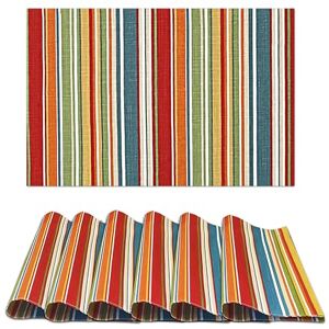 Ruvanti Placemats 100% Cotton, 13x19 Inch, Set of 6 Modern Multi Stripe Place Mats for Dining Table Decor, Kitchen & Table Linens, Coffee Mat for Christmas Dinners Ruvanti Placemats 100% Cotton, 13x19 Inch, Set of 6 Modern Multi Stripe Place Mats for Dining Table Decor, Kitchen & Table Linens, Coffee Mat for Christmas Dinners