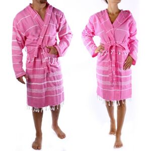 Cacala Hooded Bathrobe Pestemal Fabric 100% Turkish Cotton Kimono Unisex(TM) TM Pink Cacala Hooded Bathrobe Pestemal Fabric 100% Turkish Cotton Kimono Unisex(TM) TM Pink