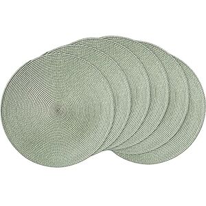 AHHFSMEI Round Braided Placemats 15 Inch Round Table Mats for Dining Tables Woven Heat Resistant Place mats Set of 6 (Fog Green) AHHFSMEI Round Braided Placemats 15 Inch Round Table Mats for Dining Tables Woven Heat Resistant Place mats Set of 6 (Fog Green)