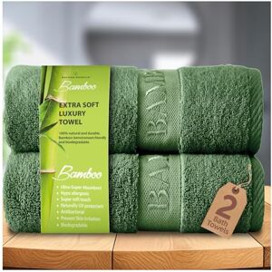 GC GAVENO CAVAILIA Large Bath Towel Bamboo Towels 2 Pack (70x120cm) Highly Absorbent Quick Dry Towels (40% Cotton, 60% Bamboo) Washable Bathroom Towel Green 500 GSM GC GAVENO CAVAILIA Large Bath Towel Bamboo Towels 2 Pack (70x120cm) Highly Absorbent Quick Dry Towels (40% Cotton, 60% Bamboo) Washable Bathroom Towel Green 500 GSM