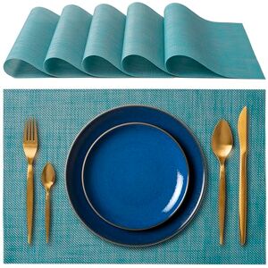 IPEA Elegant American Placemats 45 x 30 cm for Dinner, Lunch, Breakfast 6 Units Washable Placemats, Heat Resistant, Non-Slip, Stain Resistant for Kitchen and Dining Table Blue IPEA Elegant American Placemats 45 x 30 cm for Dinner, Lunch, Breakfast 6 Units Washable Placemats, Heat Resistant, Non-Slip, Stain Resistant for Kitchen and Dining Table Blue