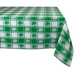 DII 100% Cotton, Machine Washable, Party, St Patrick's Day & Spring Tablecloth, 60x84, Green & White Check with Shamrock, Seats 6 8 People DII 100% Cotton, Machine Washable, Party, St Patrick's Day & Spring Tablecloth, 60x84, Green & White Check with Shamrock, Seats 6 8 People