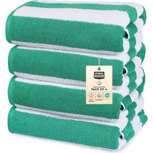 Utopia Towels 4 Pack Cabana Stripe Beach Towel, 30 by 60 Inches, Oversized 100% Ring Spun Cotton Pool Towels, Highly Absorbent Quick Dry Bath Towels for Bathroom, and Swim, Green Utopia Towels 4 Pack Cabana Stripe Beach Towel, 30 by 60 Inches, Oversized 100% Ring Spun Cotton Pool Towels, Highly Absorbent Quick Dry Bath Towels for Bathroom, and Swim, Green