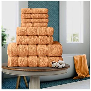 FAIRWAYUK 8-Piece Towels Bale Set for Bathroom, Ultra Soft Premium Quality Water Absorbent Towel Gift Sets, 100% Egyptian Cotton, 4x Face 2x Hand 2x Bath Towels, Peach FAIRWAYUK 8-Piece Towels Bale Set for Bathroom, Ultra Soft Premium Quality Water Absorbent Towel Gift Sets, 100% Egyptian Cotton, 4x Face 2x Hand 2x Bath Towels, Peach