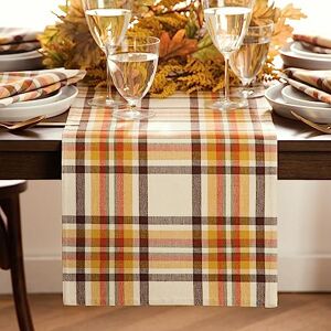 Elrene Home Fashions Russet Harvest Woven Plaid Table Runner, 13"x70 Elrene Home Fashions Russet Harvest Woven Plaid Table Runner, 13"x70