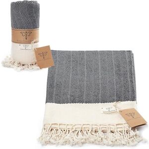 SMYRNA TURKISH COTTON Herringbone Series Throw Blanket 100% Cotton Large 127x152cm Wearable Cosy Blanket Made in Turkey Machine Washable Premium Luxury Bath Towel&Picnic Rug-Black SMYRNA TURKISH COTTON Herringbone Series Throw Blanket 100% Cotton Large 127x152cm Wearable Cosy Blanket Made in Turkey Machine Washable Premium Luxury Bath Towel&Picnic Rug-Black