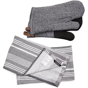 Cuisinart Oven Gloves & Tea Towel Set with Grey Herringbone Neoprene Oven Gloves Set of 2 & Fouta Striped Grey Tea Towels for Kitchen Set of 2,40x70cm Cuisinart Oven Gloves & Tea Towel Set with Grey Herringbone Neoprene Oven Gloves Set of 2 & Fouta Striped Grey Tea Towels for Kitchen Set of 2,40x70cm