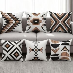 Ceexolliss Rustic Throw Pillow Covers Set of 6, Aztec Southwestern Western Brown Wooden Texture Home Decor Cushion Covers 18"X18 Ceexolliss Rustic Throw Pillow Covers Set of 6, Aztec Southwestern Western Brown Wooden Texture Home Decor Cushion Covers 18"X18