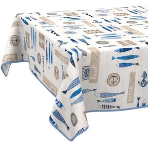 ANRO Fabric Tablecloth, Table Linen, Textile, Cotton, Polyester, Fabric, Washable, Easy Care, in Round, Oval, Square, Maritime, 100 x 140 cm, with Hem (Edged) ANRO Fabric Tablecloth, Table Linen, Textile, Cotton, Polyester, Fabric, Washable, Easy Care, in Round, Oval, Square, Maritime, 100 x 140 cm, with Hem (Edged)