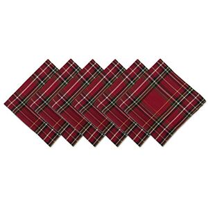 DII Metallic Fabric, Polyester, Red Tartan Plaid, 20" x 20" (Set of 1) DII Metallic Fabric, Polyester, Red Tartan Plaid, 20" x 20" (Set of 1)
