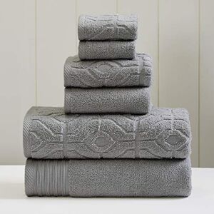 Modern Threads Amrapur Overseas 6-Piece Yarn Dyed Diamond Gate Jacquard Towel Set Charcoal Modern Threads Amrapur Overseas 6-Piece Yarn Dyed Diamond Gate Jacquard Towel Set Charcoal