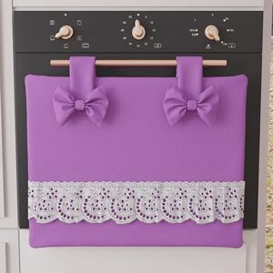PETTI Artigiani Italiani Oven Cover, Elegant Oven Cover, Shabby Chic Solid Colour Oven Cover with Lace Frill and Bows, Cotton Oven Cover, 50 x 42 cm Lilac PETTI Artigiani Italiani Oven Cover, Elegant Oven Cover, Shabby Chic Solid Colour Oven Cover with Lace Frill and Bows, Cotton Oven Cover, 50 x 42 cm Lilac