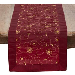 SARO LIFESTYLE XJ511.BU1672B Sevilla Collection Embroidered and Sequined Table Runner in Festive Tones, 16" x 72", Burgundy SARO LIFESTYLE XJ511.BU1672B Sevilla Collection Embroidered and Sequined Table Runner in Festive Tones, 16" x 72", Burgundy