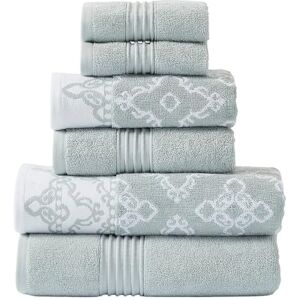 Modern Threads 6 Piece Set, 2 Bath Towels, 2 Hand Towels, 2 Washcloths Yarn Dyed Jacquard/Solid Towel Set Charlize Dark Sage Modern Threads 6 Piece Set, 2 Bath Towels, 2 Hand Towels, 2 Washcloths Yarn Dyed Jacquard/Solid Towel Set Charlize Dark Sage