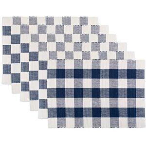 DII Classic Farmhouse Tabletop, Cotton, Navy & Cream, Placemat Set, 13x19 DII Classic Farmhouse Tabletop, Cotton, Navy & Cream, Placemat Set, 13x19