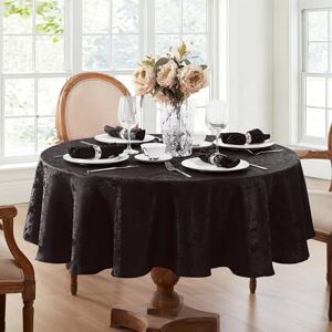 Elrene Damask Tablecloth, Polyester, Black, 60" X 84" Oval Elrene Damask Tablecloth, Polyester, Black, 60" X 84" Oval