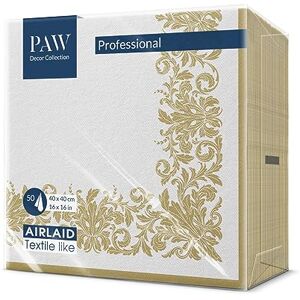 PAW - Airlaid Fabric-Like Napkins - 40x40cm - 50pcs - Gold Ornament - Wedding PAW - Airlaid Fabric-Like Napkins - 40x40cm - 50pcs - Gold Ornament - Wedding