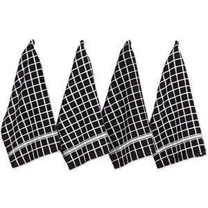 DII Cotton Terry Windowpane Dish Towels, 16 x 26 Set of 4, Machine Washable and Ultra Absorbent Kitchen Bar Towels-Black Check DII Cotton Terry Windowpane Dish Towels, 16 x 26 Set of 4, Machine Washable and Ultra Absorbent Kitchen Bar Towels-Black Check