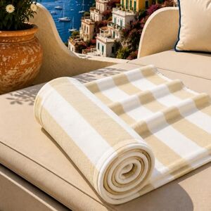 PETTI Artigiani Italiani Microfibre Beach Towel, Beach or Pool Towel, Beach Towel, Large 90 x 180 cm, White Beige Stripes PETTI Artigiani Italiani Microfibre Beach Towel, Beach or Pool Towel, Beach Towel, Large 90 x 180 cm, White Beige Stripes
