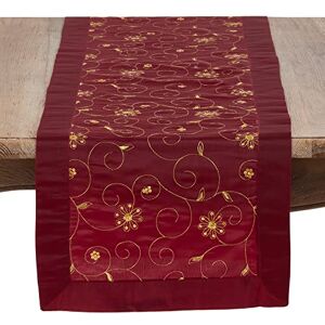 SARO LIFESTYLE XJ511.BU1690B Sevilla Collection Embroidered and Sequined Table Runner in Festive Tones, 100% Polyester, Burgundy SARO LIFESTYLE XJ511.BU1690B Sevilla Collection Embroidered and Sequined Table Runner in Festive Tones, 100% Polyester, Burgundy