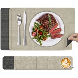 KitchenBoss Placemats Coaster Sets 6: Place Mats for Table Dinner Mat Set of 6, 43 * 30cm Dual-Sided Washable Non-slip Heat Vinyl Placemat for Kitchen Dinning Restaurant 03 KitchenBoss Placemats Coaster Sets 6: Place Mats for Table Dinner Mat Set of 6, 43 * 30cm Dual-Sided Washable Non-slip Heat Vinyl Placemat for Kitchen Dinning Restaurant 03