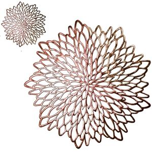 Snowkingdom 18 Pairs Rose Gold Placemats & Coasters 36 Pcs Metallic Pressed Vinyl for Dinning Table Mats Round Floral Charger Decoration for Wedding Valentine's Day Christmas Anniversaries Holiday by Snowkingdom 18 Pairs Rose Gold Placemats & Coasters 36 Pcs Metallic Pressed Vinyl for Dinning Table Mats Round Floral Charger Decoration for Wedding Valentine's Day Christmas Anniversaries Holiday by