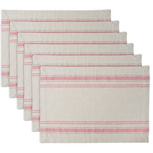 DII French Stripe Tabletop Collection Farmhouse Style Dining Table Linen Placemat Set, 13x19, Taupe/Red, 6 Piece DII French Stripe Tabletop Collection Farmhouse Style Dining Table Linen Placemat Set, 13x19, Taupe/Red, 6 Piece