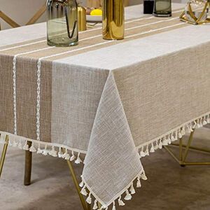 Deep Tablecloths, Stitching Tassel Table Cloth, Linens Wrinkle Free Anti-Fading,Table Cover Decoration for Kitchen Dinning Christmas (Rectangle/Oblong, 55''x102'',8-10 Seats, Light Coffee) Deep Tablecloths, Stitching Tassel Table Cloth, Linens Wrinkle Free Anti-Fading,Table Cover Decoration for Kitchen Dinning Christmas (Rectangle/Oblong, 55''x102'',8-10 Seats, Light Coffee)