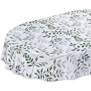 ANRO Oilcloth Tablecloth Washable Garden Tablecloth Oilcloth Round Oval Square Indoor Outdoor Leaves Silver Green Oval 200 x 140 cm with Hem Edged ANRO Oilcloth Tablecloth Washable Garden Tablecloth Oilcloth Round Oval Square Indoor Outdoor Leaves Silver Green Oval 200 x 140 cm with Hem Edged