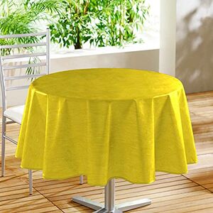 Douceur d'Intérieur , Declino Round Tablecloth Diameter 160 cm Yellow PVC Printed Douceur d'Intérieur , Declino Round Tablecloth Diameter 160 cm Yellow PVC Printed