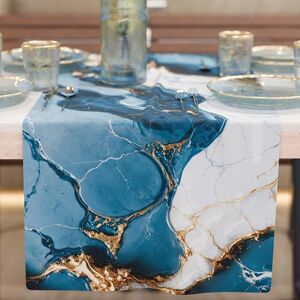 PETTI Artigiani Italiani Modern Elegant Blue Marble Effect Table Runner, 100% Made in Italy PETTI Artigiani Italiani Modern Elegant Blue Marble Effect Table Runner, 100% Made in Italy