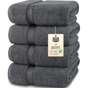Utopia Towels 4 Pack Premium Bath Towels Set, (27 x 54 Inches) 100% Ring Spun Cotton 600GSM, Lightweight and Highly Absorbent Quick Drying Towels, Perfect for Daily Use (Grey) Utopia Towels 4 Pack Premium Bath Towels Set, (27 x 54 Inches) 100% Ring Spun Cotton 600GSM, Lightweight and Highly Absorbent Quick Drying Towels, Perfect for Daily Use (Grey)